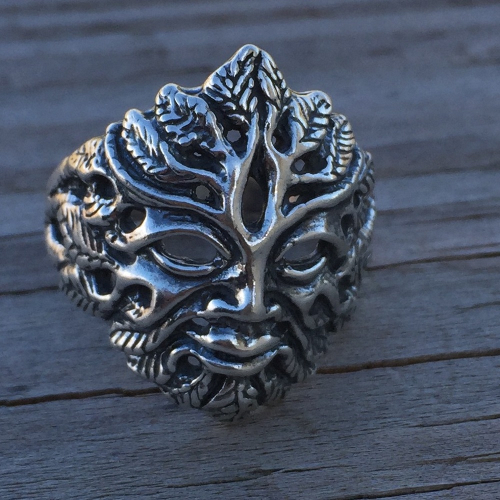 Green Man Ring .925 Sterling Silver Greenman made in USA - Picture 4 of 8